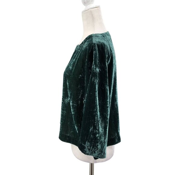Cupcakes And Cashmere Crushed Velvet Green Blouse Top Womens Small - Picture 4 of 9